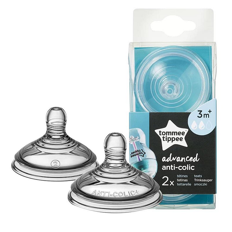 Tommee Tippee Биберони за хранене Anti-Colic Plus Medium - 2 капки 3m+ 2 броя/оп. Tommee Tippee Биберони за хранене Anti-Colic Plus Medium - 2 капки 3m+ 2 броя/оп.